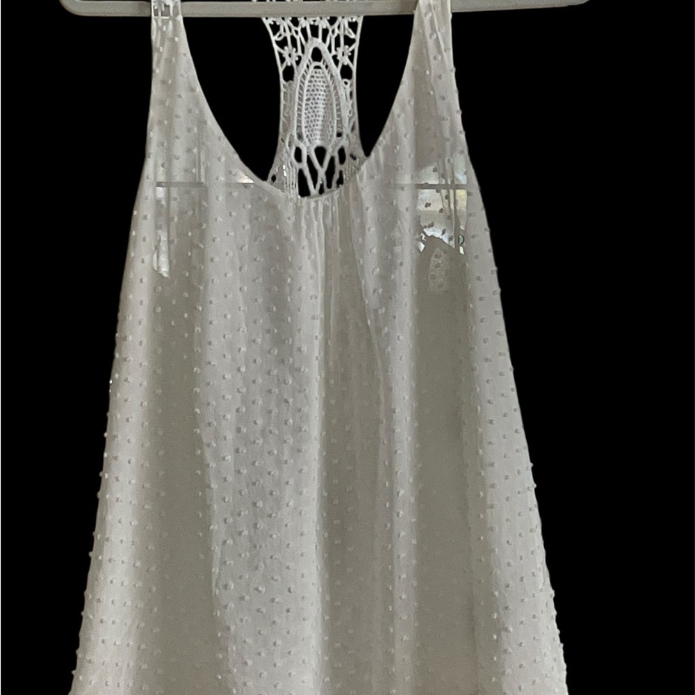 Bebe White and Ivory Intricate Tank